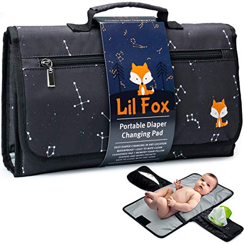 Lil Fox Portable Diaper Changing Pad - Grey Constellations