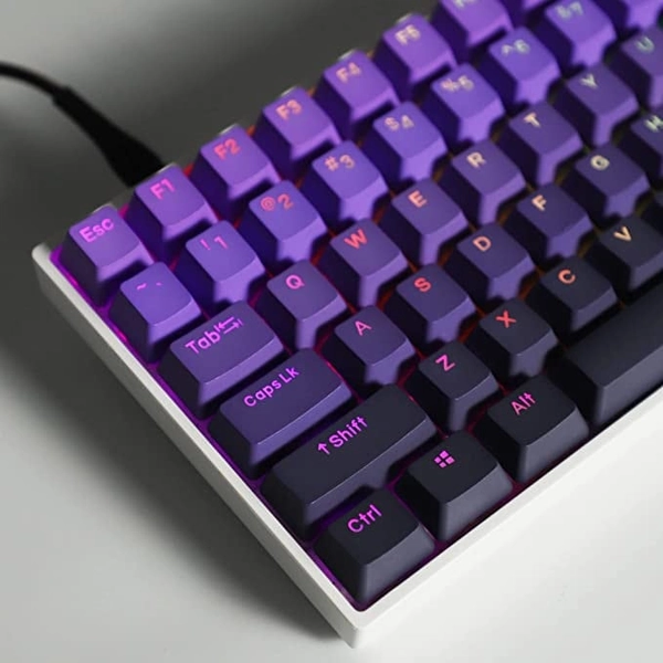Gradient Purple Backlit Keycap Set Mechanical Keyboard (108) Transparent OEM Profile PBT with Keycap Puller