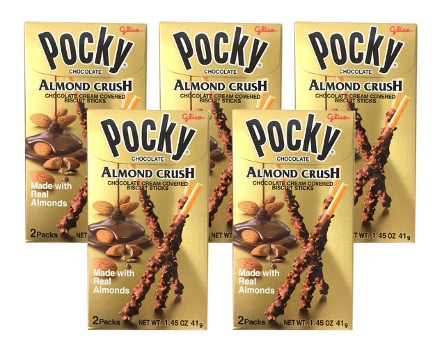 [ 5 Packs ] Pocky Chocolate Almond Crush Biscuit By Glico 1.45oz
