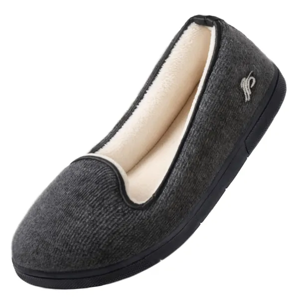Wishcotton Women's Lightweight Slippers with Cozy Memory foam, Ladies' Summer Closed Back House Shoes, Indoor Outdoor Non-skid Rubber Sole - 9 Dark Grey