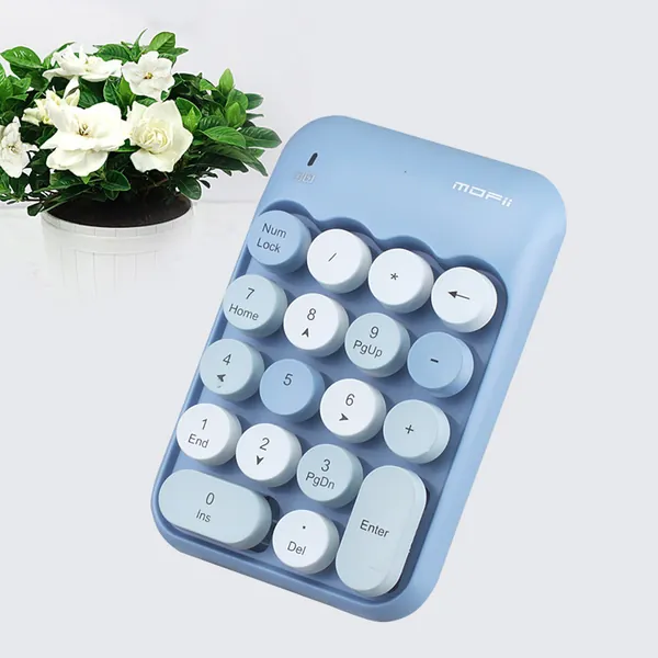 Pastel Cute Wireless Numeric Keypad USB Mini Number Keyboard Kawaii Desk Decor - Blue
