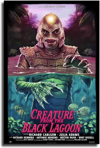 The 1954 Horror Film, The Creature from The Black Lagoon Canvas Art Poster and Wall Art Picture Print Modern Family Bedroom Decor Posters 16x24inch(40x60cm)