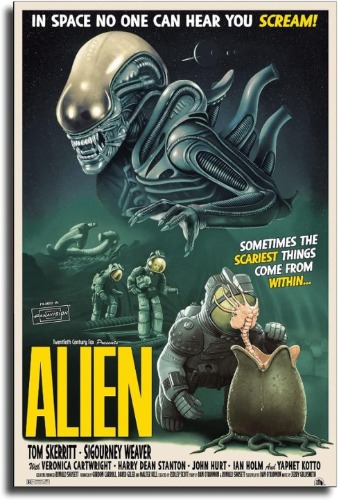 Alien 1971 Vintage Sci-fi Horror Movie Poster Decorative Painting Canvas Wall Art Living Room Posters Bedroom Painting 16x24inch(40x60cm)