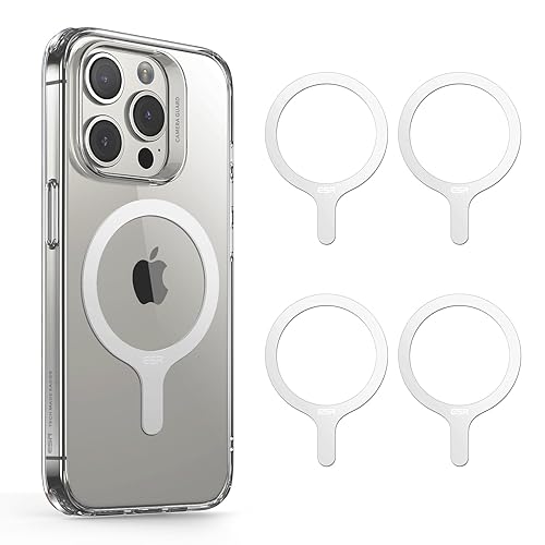 ESR for MagSafe Ring, 4-Pack Magnetic Ring, Universal MagSafe Sticker Conversion Kit for iPhone 16/15/14/13/12/11/X/8 Series, Samsung Galaxy S24/S23/S22/S21/S20 and More, MagSafe Accessories, White - White - 4 Pack
