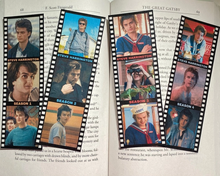 Steve Harrington Stranger Things Laminated Bookmarks || Photo Booth Strip Celebrity Bookmarks