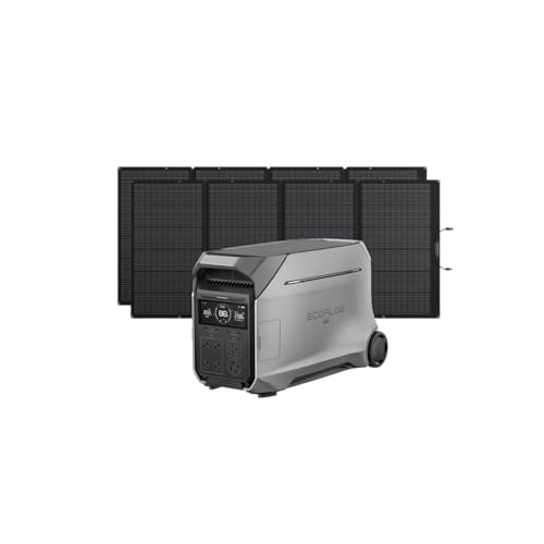 EF ECOFLOW Solar Generator 4000Wh DELTA Pro 3 with 2X400W Portable Solar Panels, 120/240V 4000W AC Output, Solar Generator for Home Use, Camping Accessories, Emergencies, Power Outages, RVs - DELTA Pro 3+2*400W