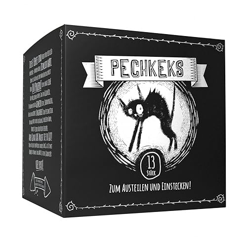 Pechkeks Designbox mit 13 Stück - zum Austeilen und Einstecken! Schwarze Kekse - Schwarzer Humor. Der dunkle Zwilling vom Glückskeks - Süßgebäck - 13 Stück (1er Pack)
