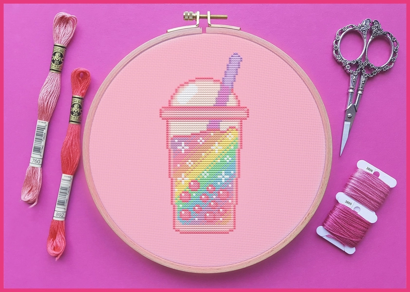 Bubble Tea Cross Stitch Pattern