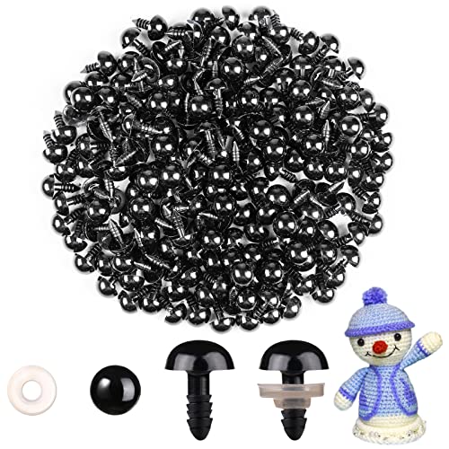 MUCUNNIA 200pcs 12mm Safety Eyes for Amigurumi with Washers Plastic Black Safety Eyes for Crochet Craft Safety Eyes for DIY Halloween Decorations Crochet Stuffed Animals Crafting - 12mm