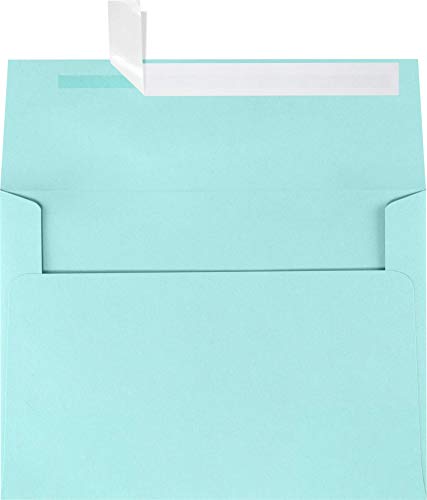 LUXPAPER A7 Invitation Envelopes for 5 x 7 Cards in 80 lb. Seafoam, Printable Envelopes for Invitations, w/Peel and Press Seal, 50 Pack, Envelope Size 5 1/4 x 7 1/4 (Green) - 50 Qty. - Seafoam