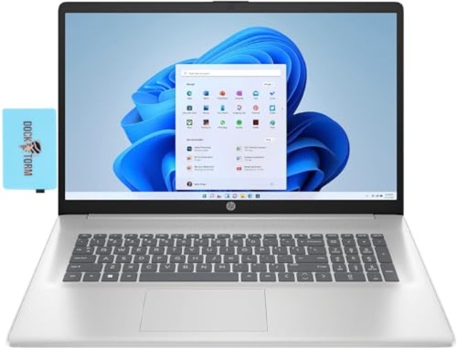 HP 17.3" Full HD Laptop (Intel i5-1335U 10-Core, 64GB RAM, 512GB PCIe SSD, Intel Iris Xe, Backlit Keyboard, Fingerprint, Wifi 6, Bluetooth 5.3, Windows 11 Pro) with Dockztorm Hub - 64GB RAM|512GB SSD - Win11Pro