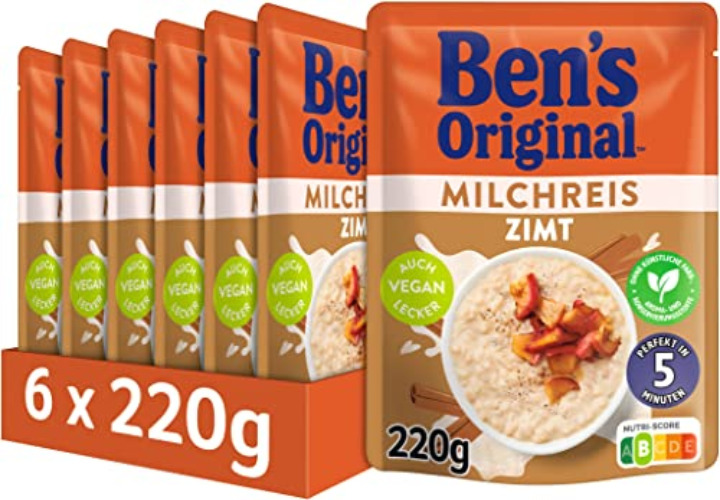 Ben's Original Express Milchreis Zimt, 6 Packungen (6 x 220 g) - 6 X 220g - Milchreis Zimt