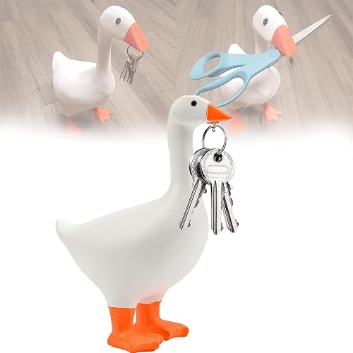 xinrongda Magnetic Goose Duck Key Holder, Magnetic Resin Goose Duck Shape Key Storage Rack, 3D Printed Animal Figurines Mini Tool Holder for Kitchen Office Bathroom Living Room Decor (Yellow) - Yellow