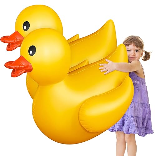 Hungdao 2 Pack 4 Feet Giant Inflatable Duck Huge Rubber Duck Large Blow up Duck Inflatable Duck Pool Float for Kids Summer Beach Swimming Pool Party Decoration, 48 x 42 x 44 Inch - Yellow