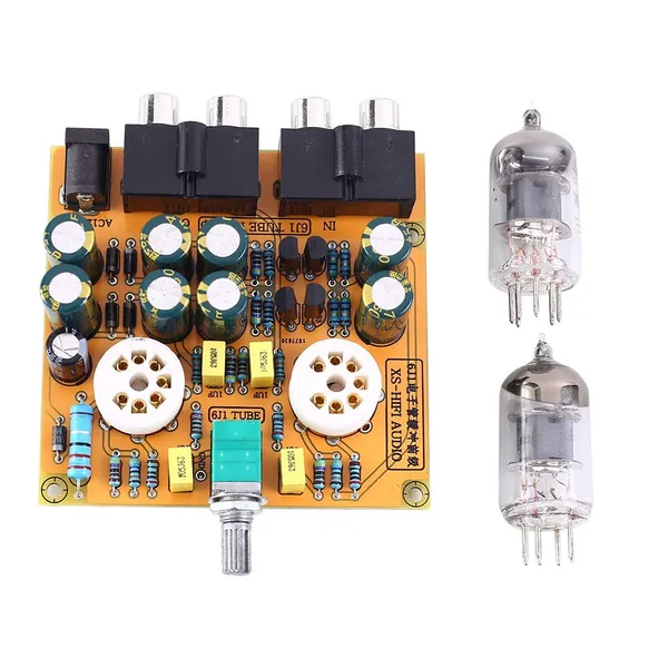 6J1 Tube Amplifiers Board, Pre-Amp Amplifier Audio Board Tube Audio Amplifier HiFi Channel Class A Volume Control Tone Preamplifier Board Kit