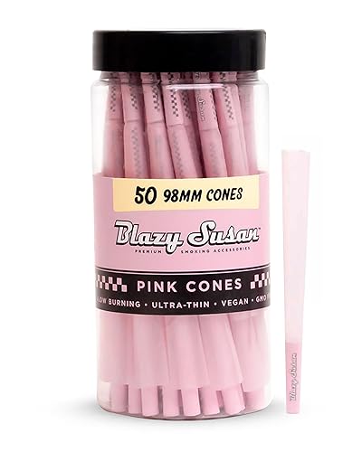 Blazy Pink Cones 50ct Pack | Pink Rolling Cones | Vegan & Smooth Burning | Blazy Susan Quality Smoking Accessories
