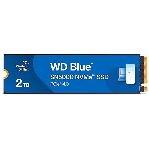 Western Digital 2TB WD Blue SN5000 NVMe Internal Solid State Drive SSD - PCIe Gen 4.0, M.2 2280, Up to 5,150 MB/s - WDS200T4B0E - 2TB - New Generation