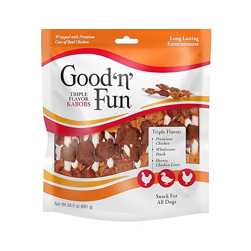 Good'N'Fun Triple Flavored Rawhide Kabobs for Dogs, 1.5 Pound (Pack of 1) - 1.5 Pound (Pack of 1)