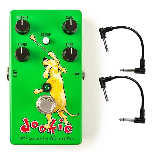 MXR DD30 Green Day Dookie Drive Pedal - 30th Anniversary Deluxe Edition - Bundle with 2 Patch Cables