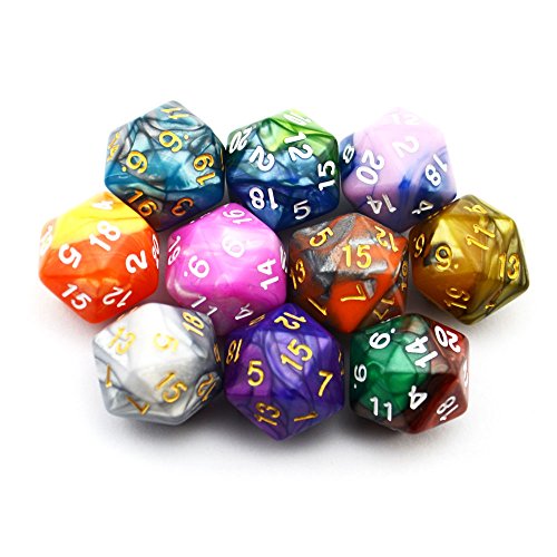 Smartdealspro 10-Pack 20 Sided D20 Polyhedral Dice for DND RPG MTG Dungeons and Dragons Table Games (All Double Colors) - All Double Colors
