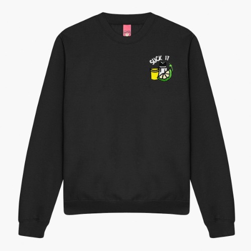 Suck It Tequila Embroidered Sweatshirt (Unisex) | Black / Large (UK 14)