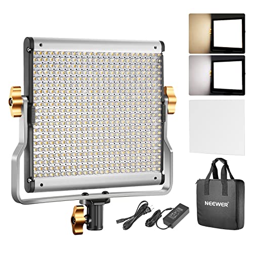 Neewer Dimmable Bi-Color LED with U Bracket Professional Video Light for Studio, YouTube Outdoor Video Photography Lighting Kit, Durable Metal Frame, 480 LED Beads, 3200-5600K, CRI 96+ - 480 LEDs