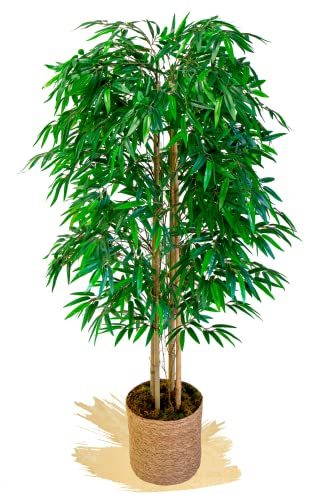 Maia Shop Bambou Artificiel avec Cannes Naturelles pour décoration de Maison, Plantes Artificielles (150 cm) - 150 cm - Bambou