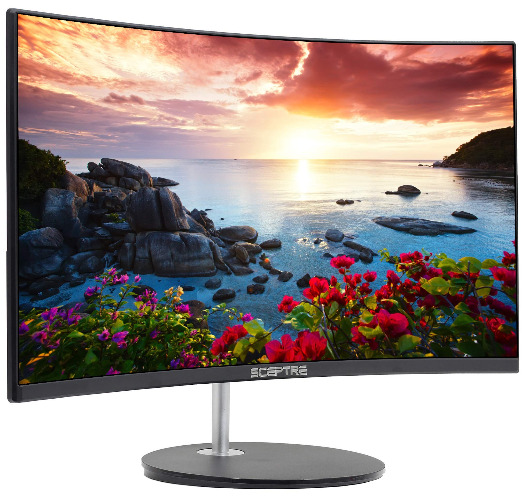 Sceptre Curved 27" Gaming Monitor 75Hz HDMI x2 VGA 98% sRGB Build-in Speakers, Edge-Less Machine Black (RN Series)