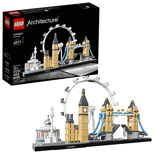 LEGO Architecture London Skyline 21034 Collectible Model Building Kit with London Eye, Big Ben, and Tower Bridge, Office Home Décor, Skyline Collection - Multicolor