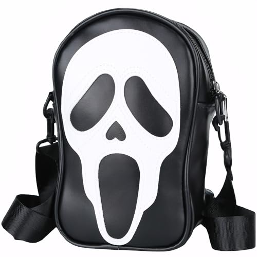 LoveWLC Lovely Ghost Face Purse,PU Ladies Handbag Scream Purse - Black a