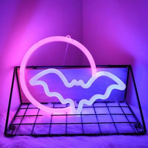 Bat & Moon LED Bright Neon Light Night Wall Art