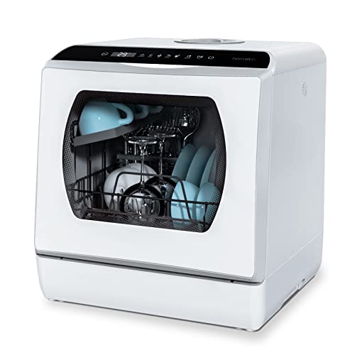 Hermitlux Countertop Dishwasher, 5 Washing Programs Portable Dishwasher With 5-Liter Built-in Water Tank For Glass Door - Glass Door