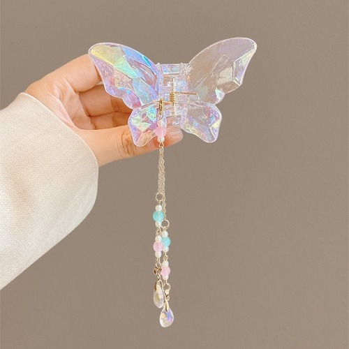 Crystal Butterfly Claw Hair Clip | White