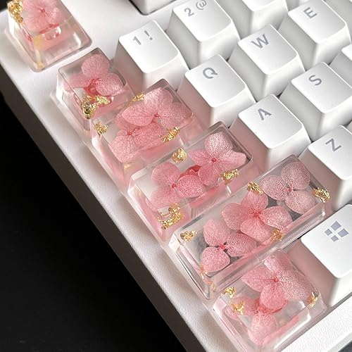 DATKEY Cherry Blossom Resin Keycap Pink Flower SA Keycap Custom Cherry Blossom Flower Handmade Keycap RGB Keyboard Cherry MX Mechanical Gift for Man Him Parent (Pink Flower) - Pink Flower