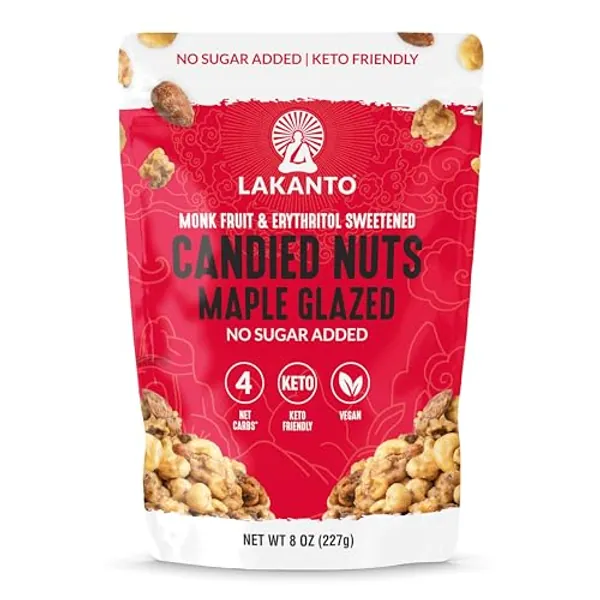 Lakanto Keto Mixed Candied Nuts Maple Glazed - No Sugar Added, Sweetened with Monk Fruit, 3 Net Carbs, Keto Diet Friendly, Vegan, On the Go Snack Anytime (Maple Glazed)