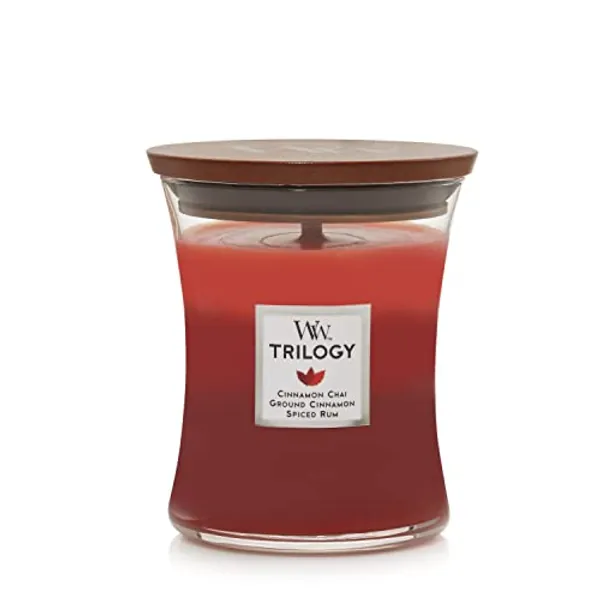 WoodWick Medium Hourglass Candle, Exotic Spices - Premium Soy Blend Wax, Pluswick Innovation Wood Wick, Made in USA