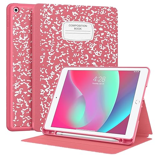 Supveco Case for iPad 9th/8th/7th Generation 10.2 inch (2021/2020/2019 Model) with Pencil Holder, Premium Folio Stand Case with Auto Wake/Sleep,Soft TPU Back Shell Cover for iPad 10.2 Inch-Watermelon - A-Book Watermelon