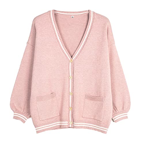 Womens Anime Japanese Cardigan Oversized Cute Sweater S-2XL - Medium - Pink