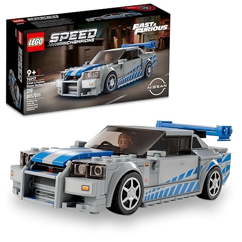 LEGO Speed Champions 2 Fast 2 Furious Nissan Skyline GT-R (R34), Race Car Toy Model Building Kit, Collectible with Racer Minifigure, 2023 Set for Kids, Boys and Girls Ages 9 and Up 76917 - Multi-color
