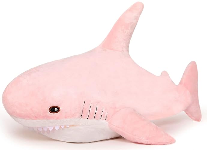 MorisMos Shark Pillow Giant Stuffed Shark, Baby Shark Plush Toy Shark Toys, Big Shark Stuffed Animal, Pink, 32in - X-Large - Pink