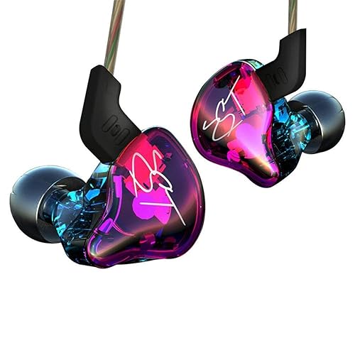 YINYOO Easy KZ ZST Colorful Hybrid Banlance Armature with Dynamic in-Ear Earphone 1BA+1DD HiFi Headset KZ in Ear Monitors Headphones Wired Earbuds IEM Earphones Gaming Earbuds (Colorful Without mic) - Multicolor - No mic - without mic