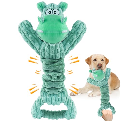 Fuufome Large Squeaky Dog Toys: Plush Dog Toys with Soft, Durable Fabric for Small, Medium, and Large Pets - Tug of War Dog Toys for Indoor Play - Green