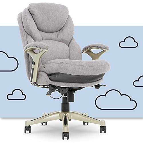 Serta Ergonomic Executive Office Chair Motion Technology Adjustable Mid Back Design with Lumbar Support, Light Gray Fabric - Light Gray Fabric - Chair