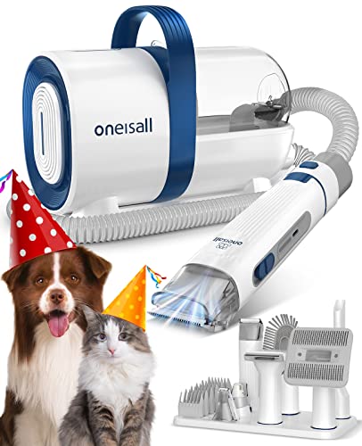 oneisall Dog Grooming Vacuum Kit,Dog Clippers, Professional Pet Grooming Vacuum with 7 Pet Grooming Tools for Shedding Thick & Thin Dogs Cats Pet Hair (1 .5 Litre) - 1 .5 Litre