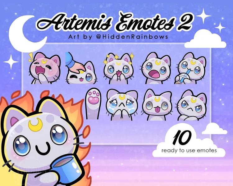 Twitch Emotes Cat Emote Set of 20