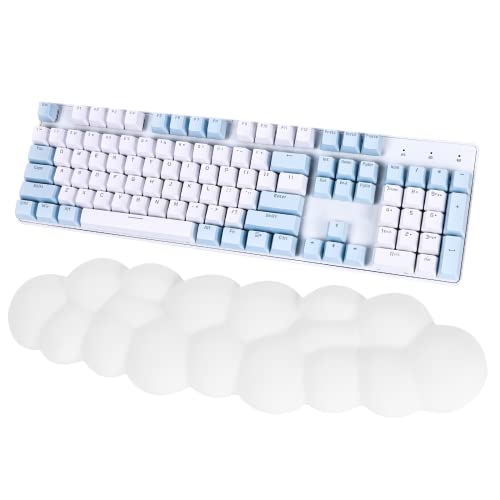 Leolee Keyboard Cloud Wrist Rest, White Cloud Wrist Rest with Leather Surface Memory Foam Non-Slip Base Cloud Palm Rest for Relieve Wrist & Arm Pain for PC Gaming/Office/Computer/Laptop - cloud wrist rest - White 1