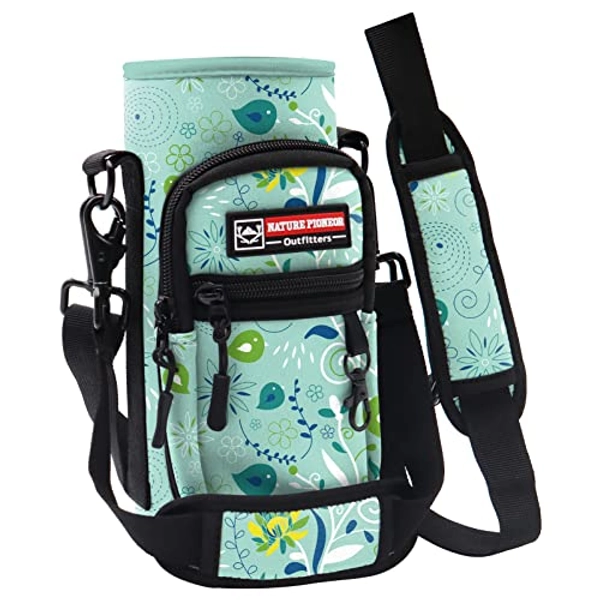 NATURE PIONEOR Water Bottle Carrier with Strap - 25/32/40OZ Neoprene Water Bottle Sling Bag Sleeve Case with 2 Pockets