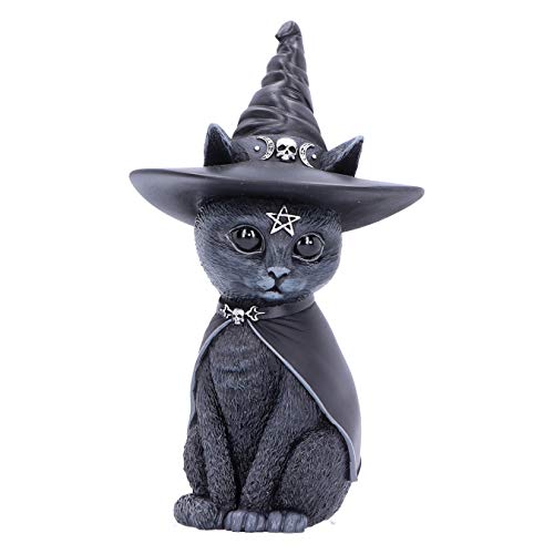 Nemesis Now - Statuetta del Gatto nero Purrah, con cappello da strega, altezza 13,5 cm