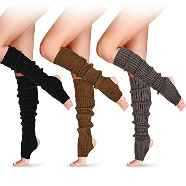 SATINIOR Women Winter Long Leg Warmers 24 Inch Over the Knee Ribbed Knit Leg Warmer for 80s Party Dance Sports