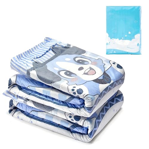 Littleforbig Adjustable Velcro Closure Adult Printed Cloth Back Diaper 2 Pieces - Little Blue BabyFur (X-Large 48"-56") - Blue - X-Large